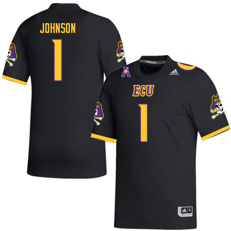 Men #1 Jaylen Johnson ECU Pirates 2023 College Football Jerseys Stitched-Black